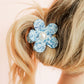 Hair Clip - Gigi Blue Marble with Pearl Center