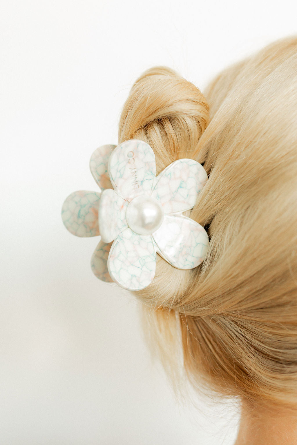Hair Clip - Gigi Coral Seas with Pearl Center