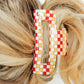 Hair Clip - Harper Red and Gold Checkered