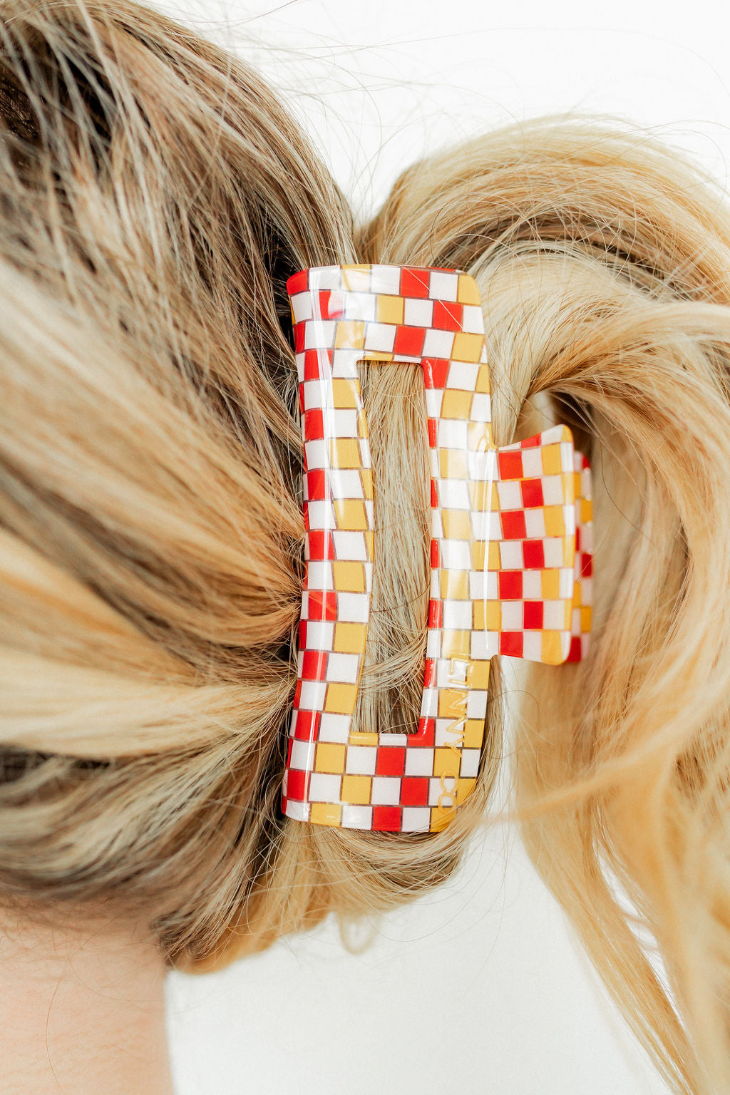 Hair Clip - Harper Red and Gold Checkered