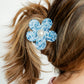 Hair Clip - Gigi Blue Marble with Pearl Center