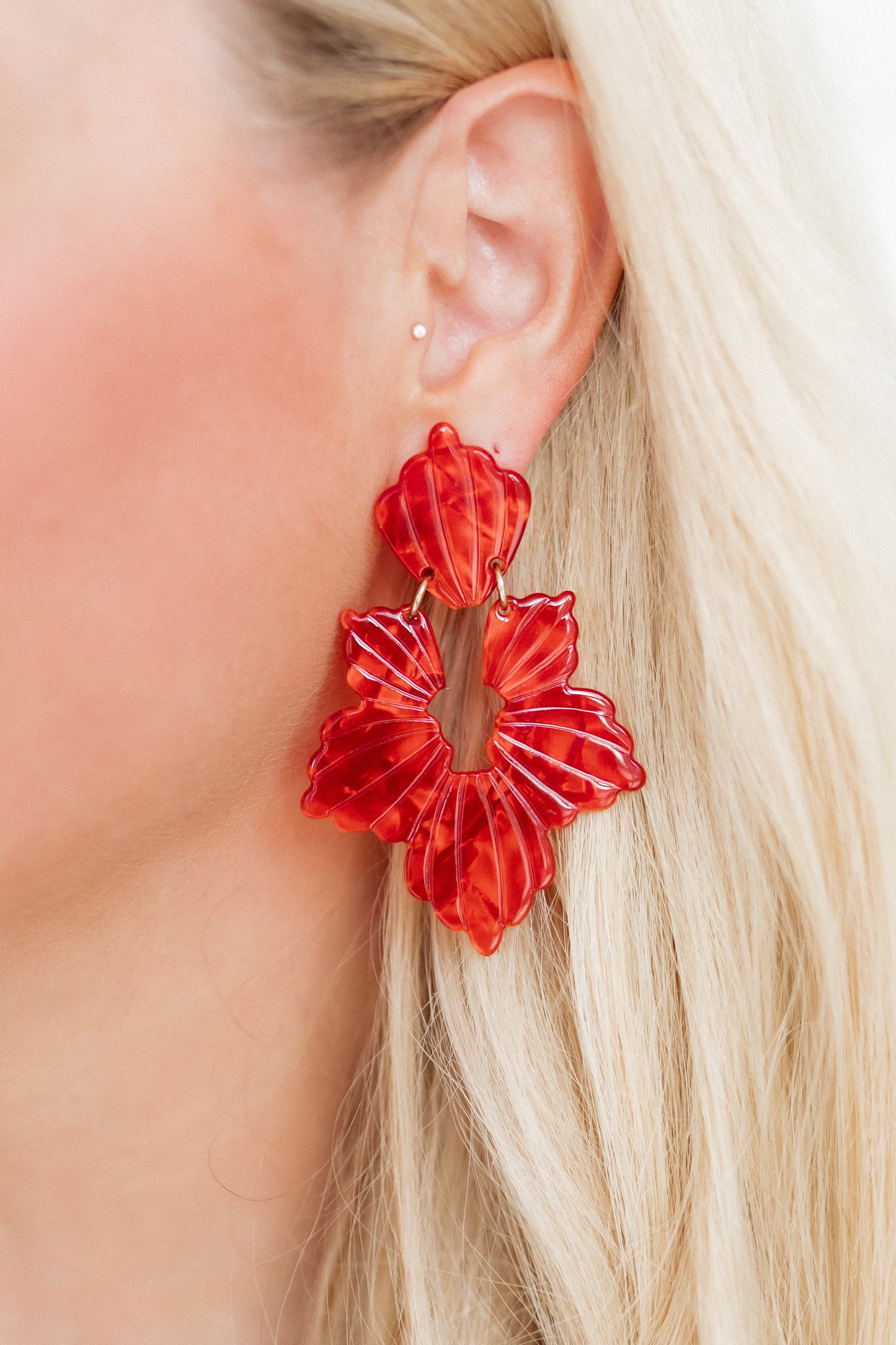 Michelle Statement Earrings - Pearlized Red