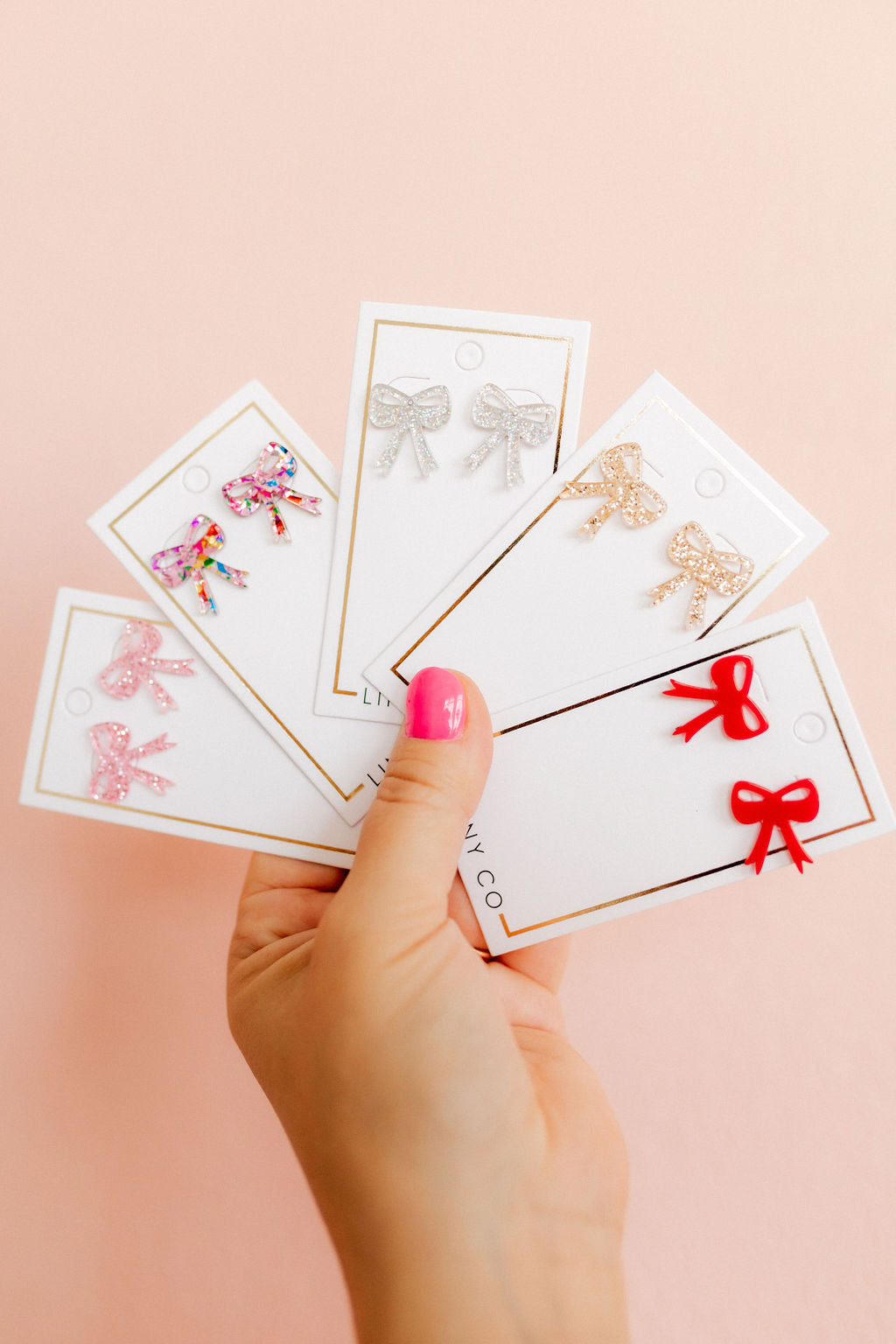 Sophia  Bow Earrings - Pink Birthday Confetti