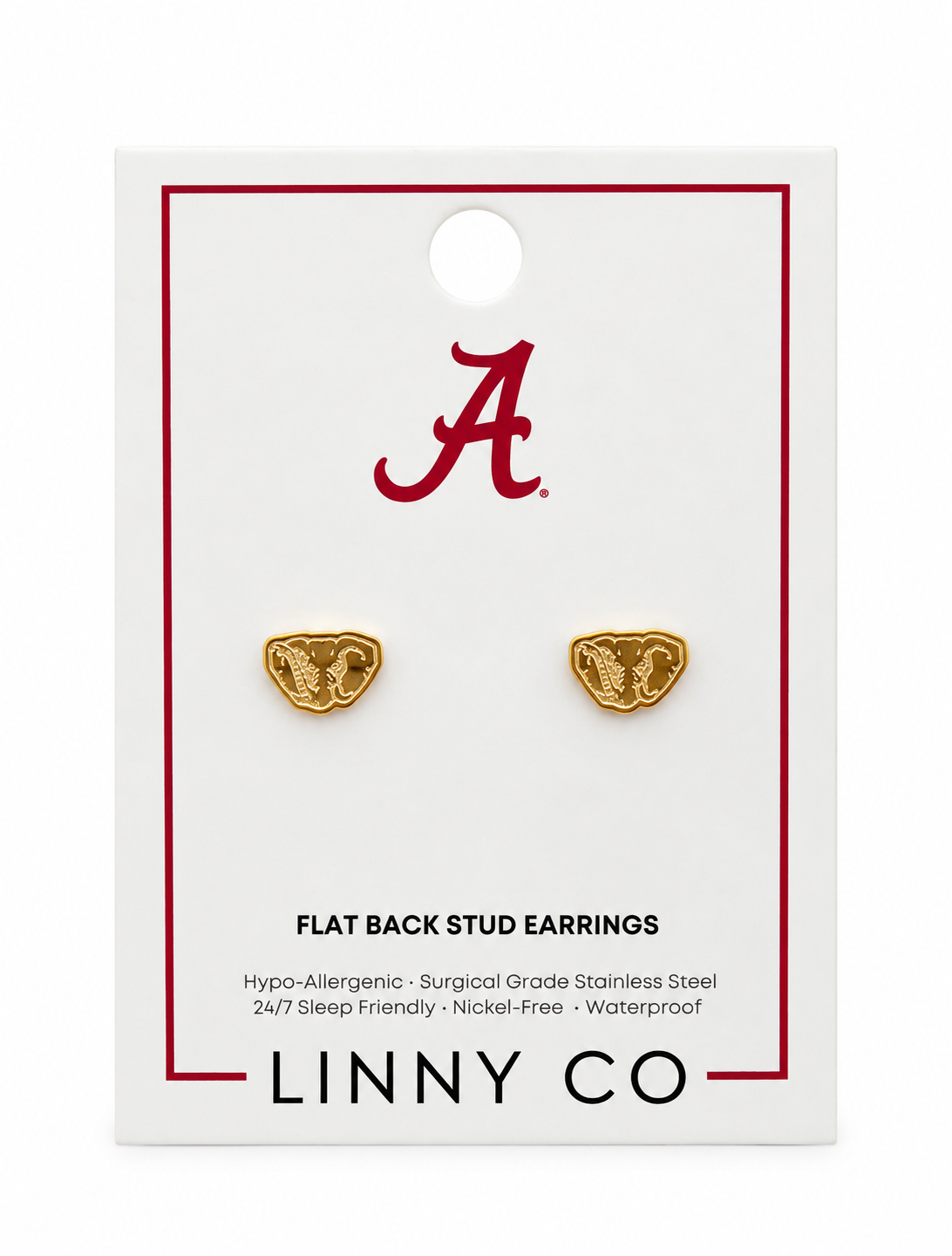 Screwback Stud Earrings - Alabama Crimson Tide Elephant Mascot Gold - Shop LINNY CO