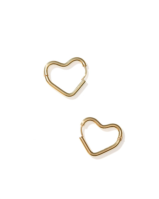 Huggie Earrings - Caden Heart Gold