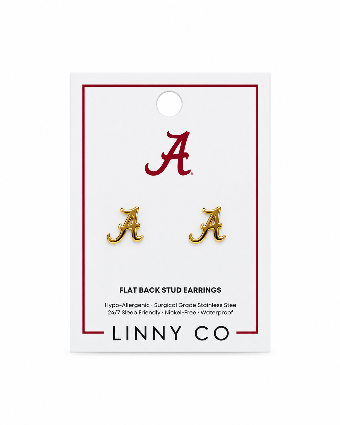 Screwback Stud Earrings - Alabama Crimson Tide Script A Gold - Shop LINNY CO