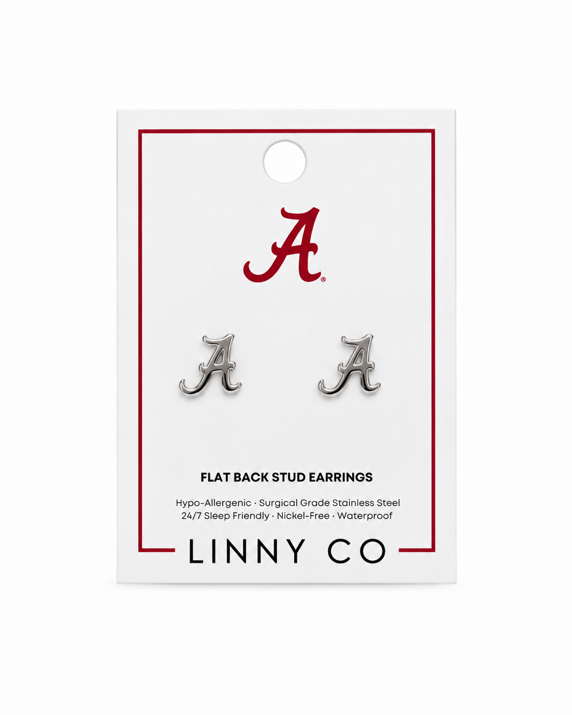 Screwback Stud Earrings - Alabama Crimson Tide Script A Silver - Shop LINNY CO