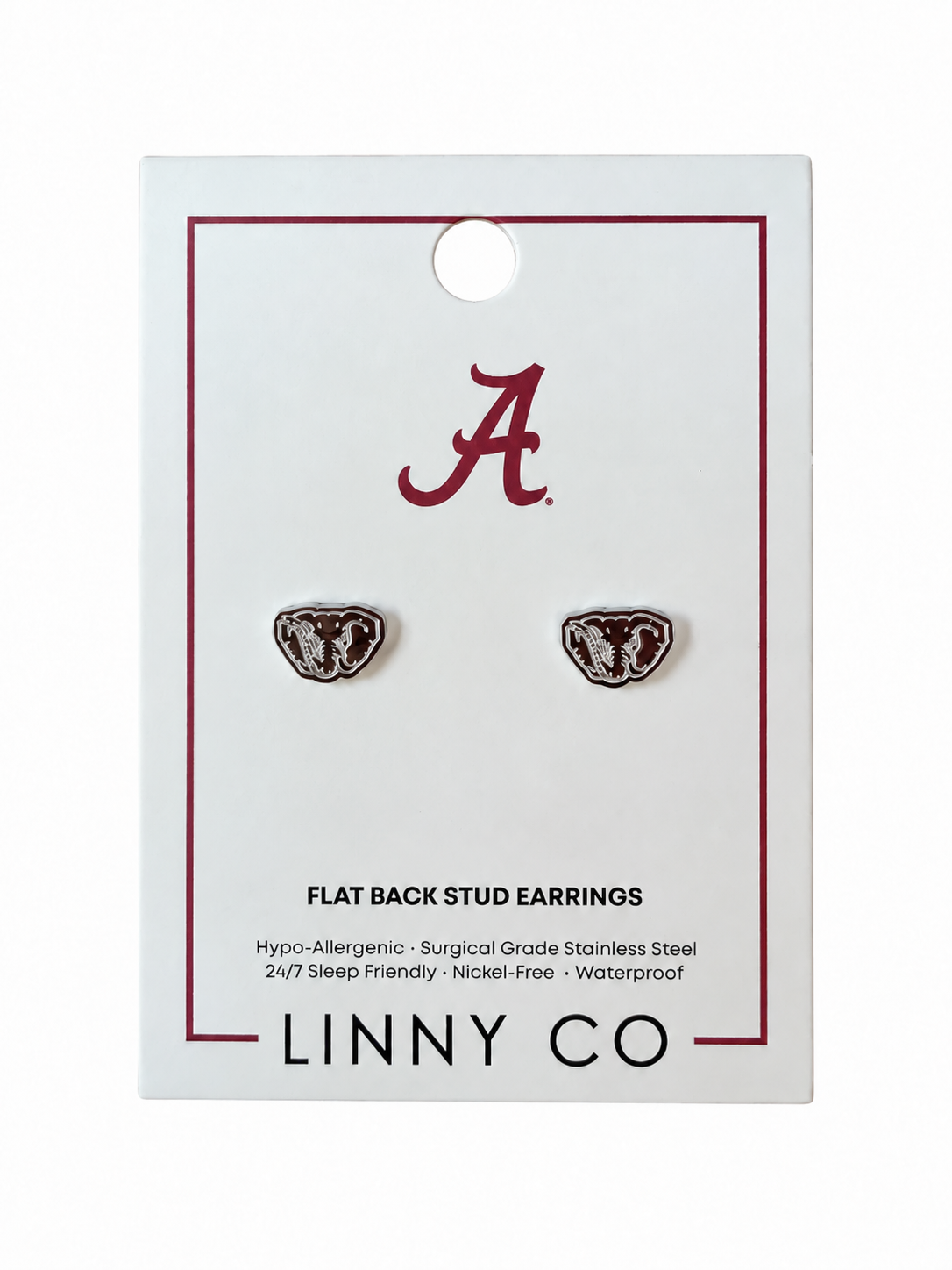 Screwback Stud Earrings - Alabama Crimson Tide Elephant Mascot Silver - Shop LINNY CO