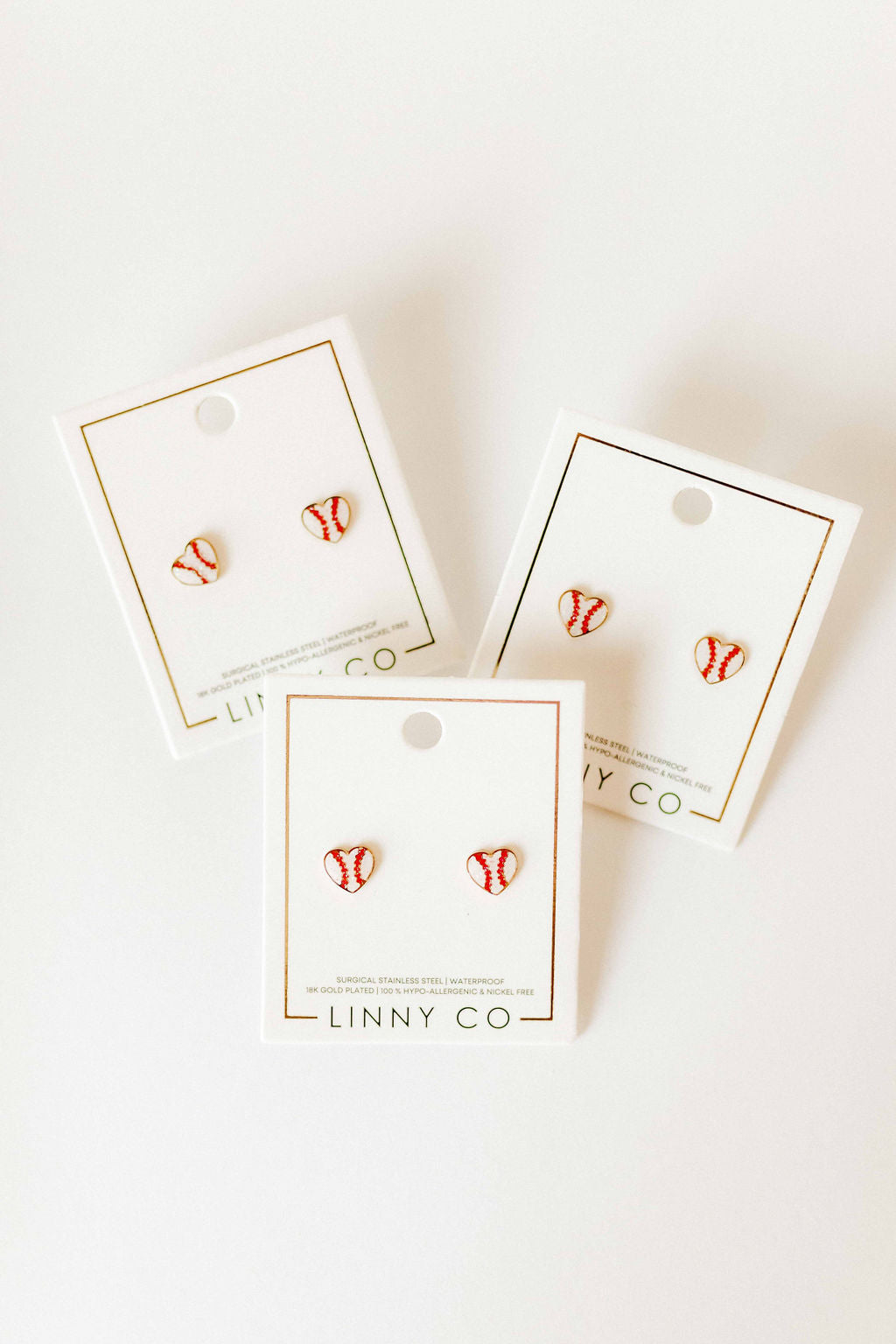 Screwback Stud Earrings - Baseball Heart