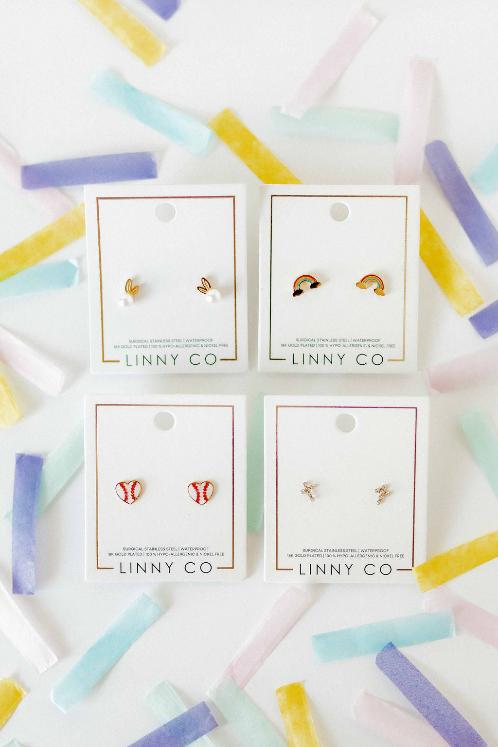 Screwback Stud Earrings - Baseball Heart