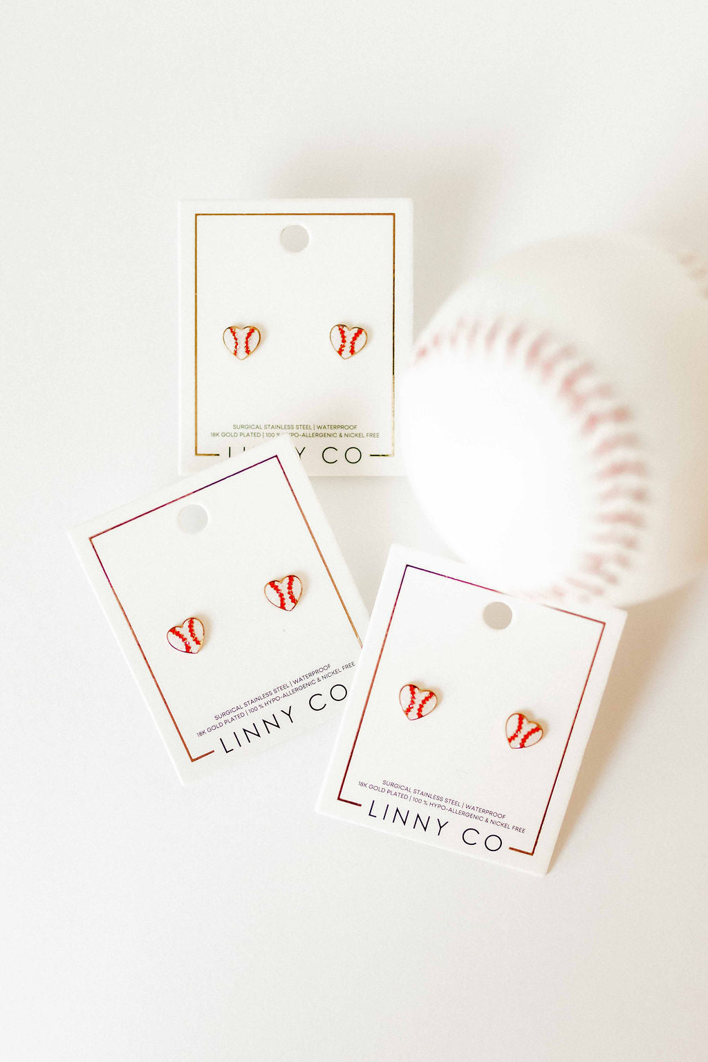 Screwback Stud Earrings - Baseball Heart