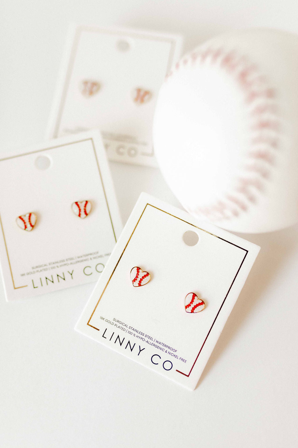 Screwback Stud Earrings - Baseball Heart