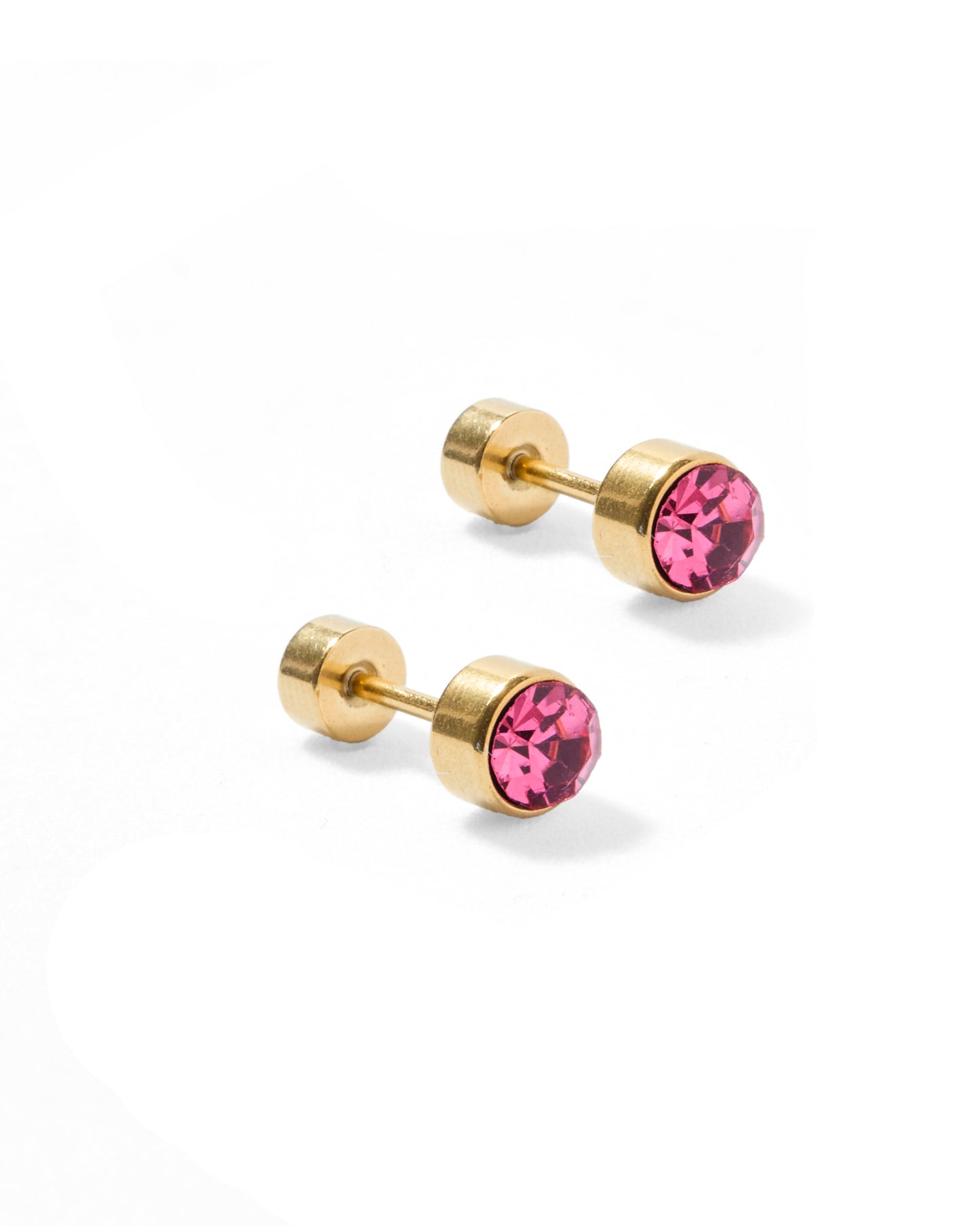 Screwback Stud Earrings - Juliet Pink 5mm