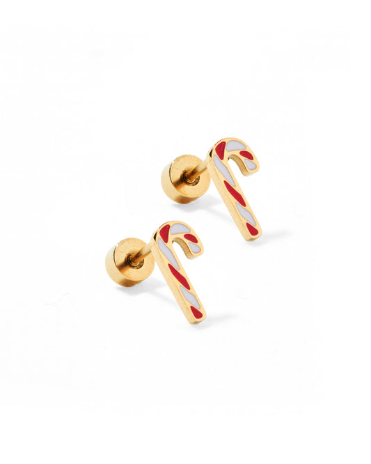 Screwback Stud Earrings - Candy Cane