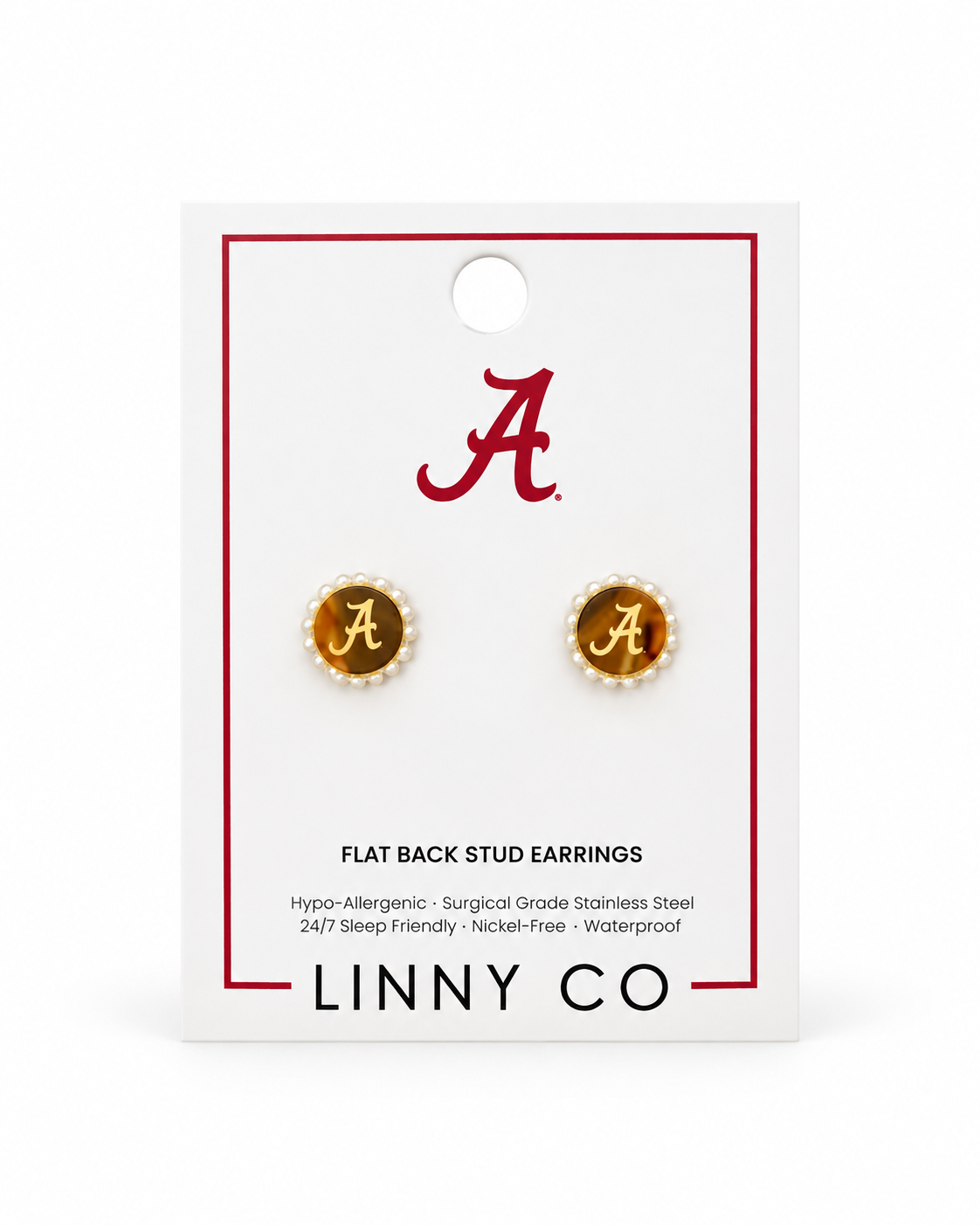 Screwback Stud Earrings - Alabama Crimson Tide Alice Gold - Shop LINNY CO