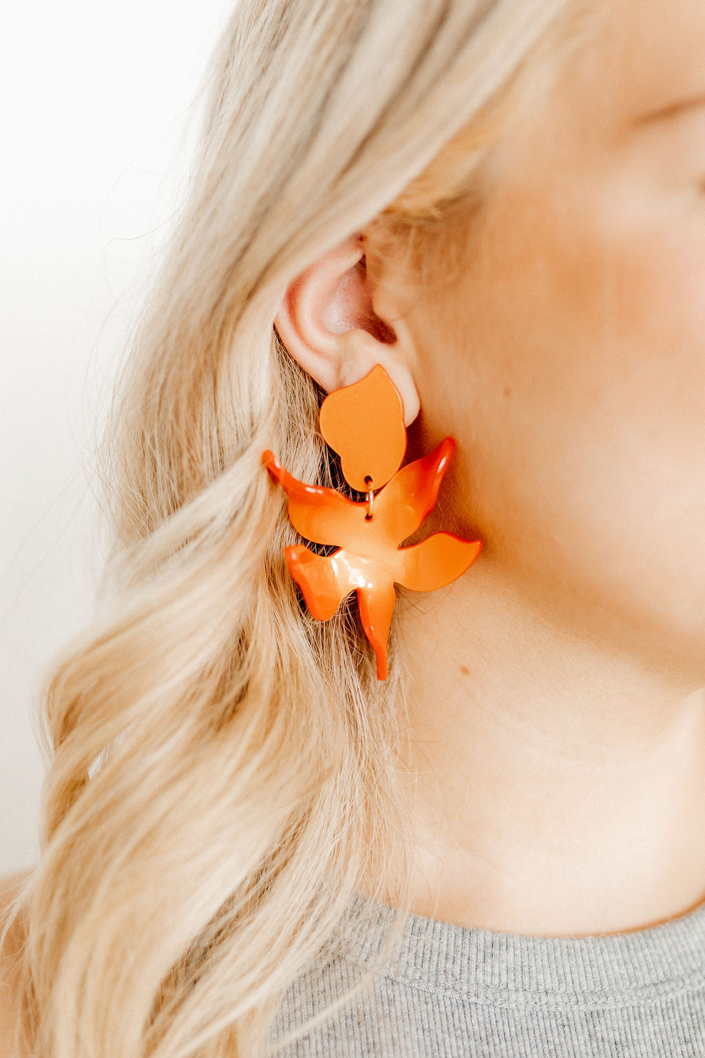 Flora Statement Earrings - Metallic Orange