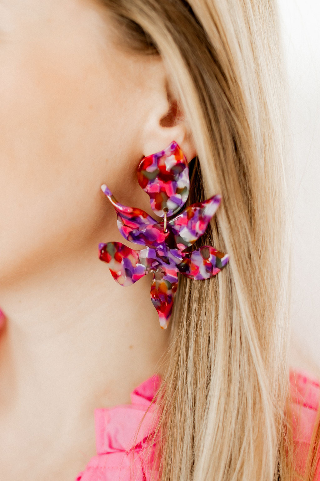Flora Statement Earrings - Pink Multi