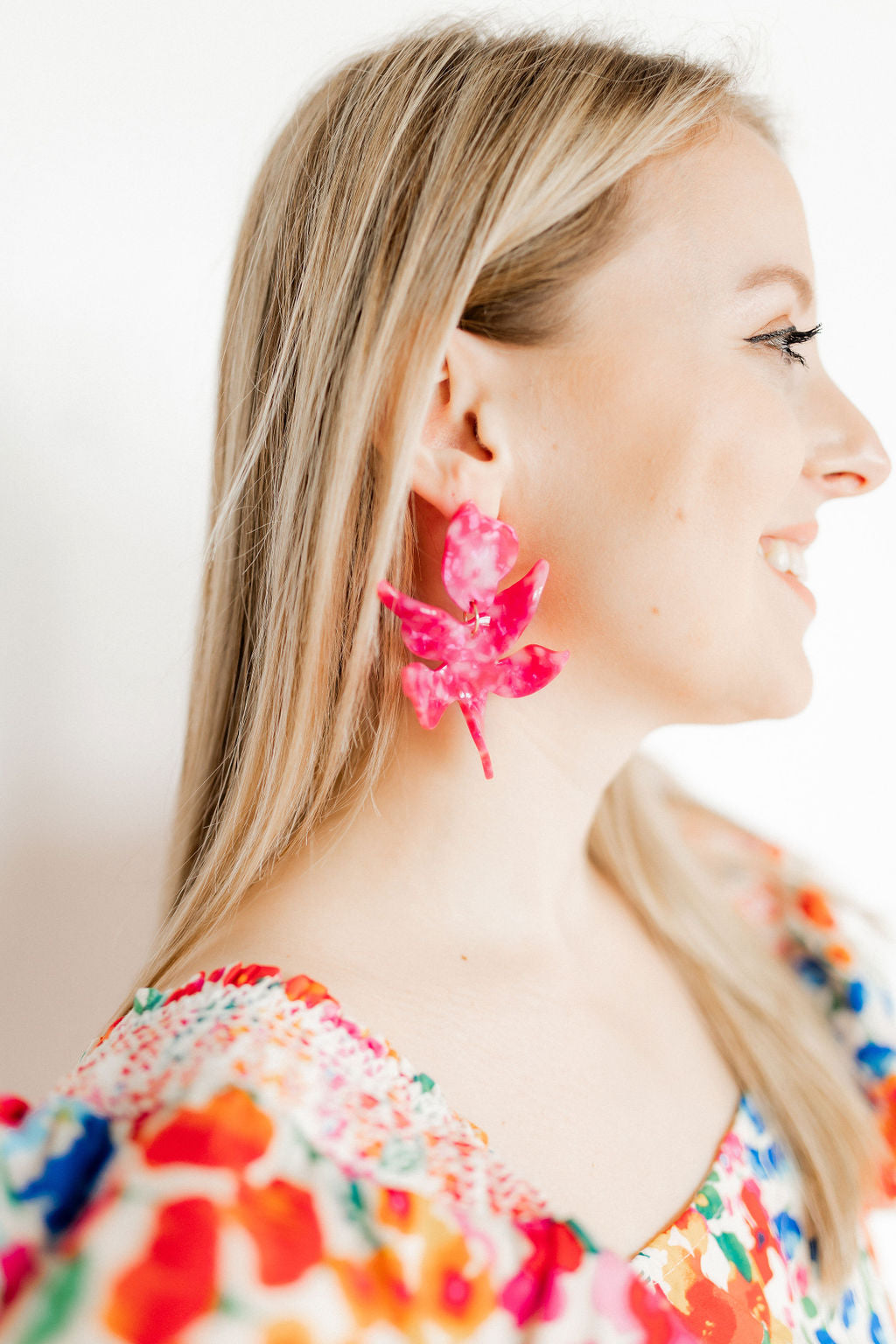 Flora Statement Earrings - Pink Party Punch
