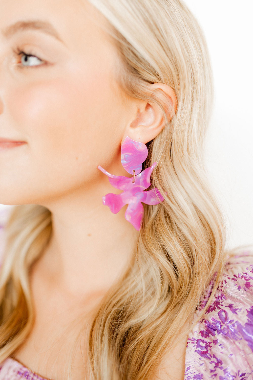 Flora Statement Earrings - Orchid Purple