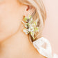 Flora Statement Earrings - Neon Yellow Clouds