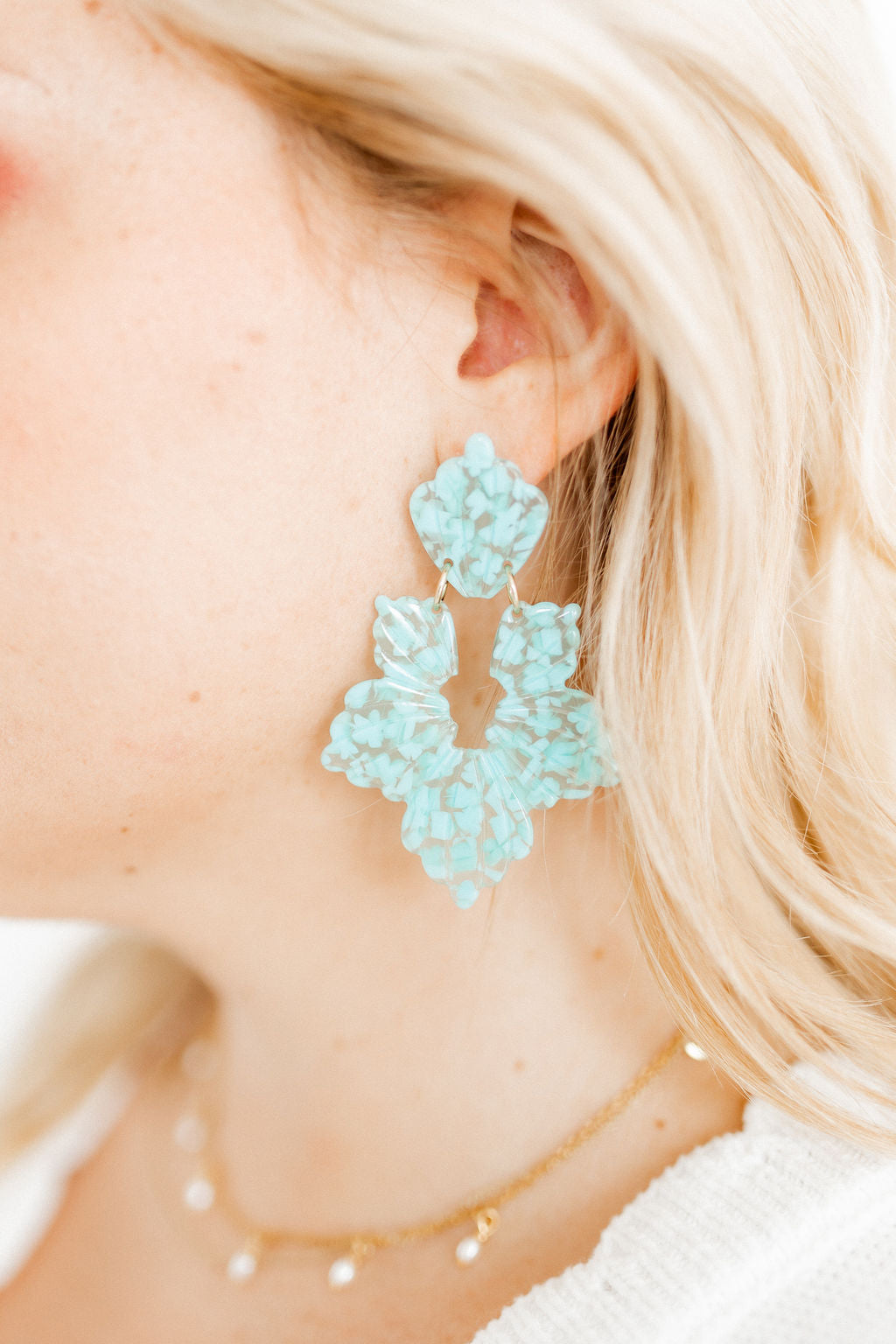 Michelle Statement Earrings - Aquamarine