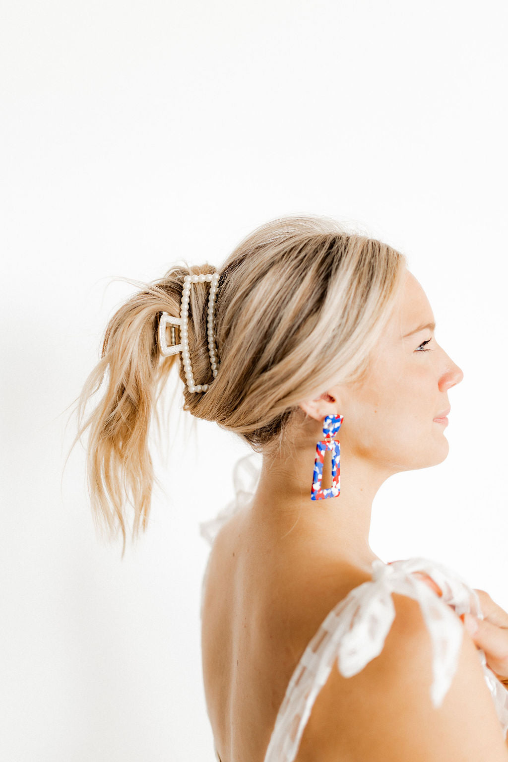 Hair Clip - Phoebe Pearl Rectangle