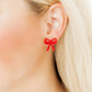 Sophia Bow Earrings - True Red