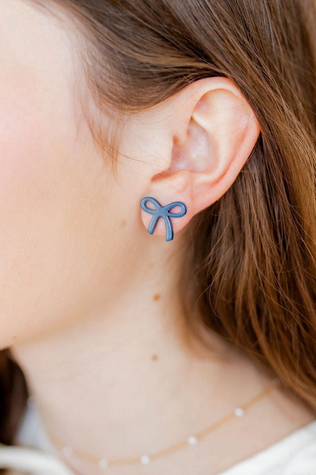 Kylie Bow Earrings - Navy