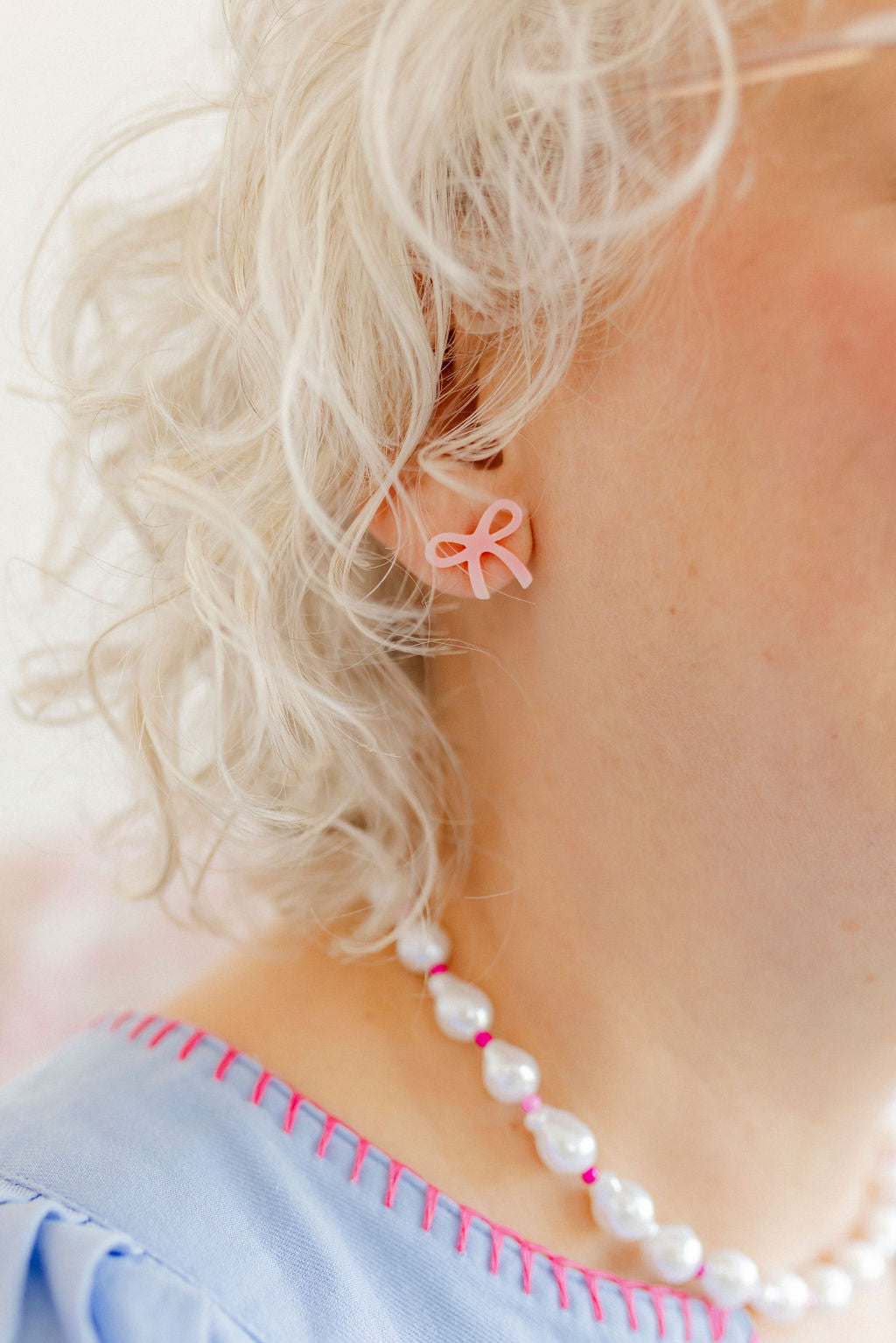 Kylie Bow Earrings - Pink Tie Dye