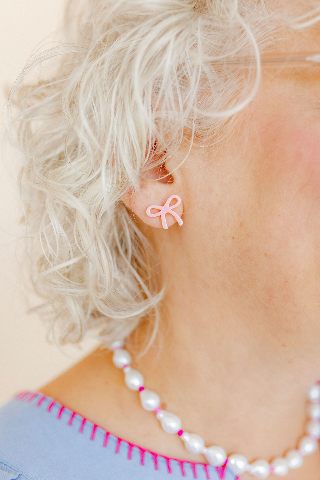 Kylie Bow Earrings - Pink Tie Dye