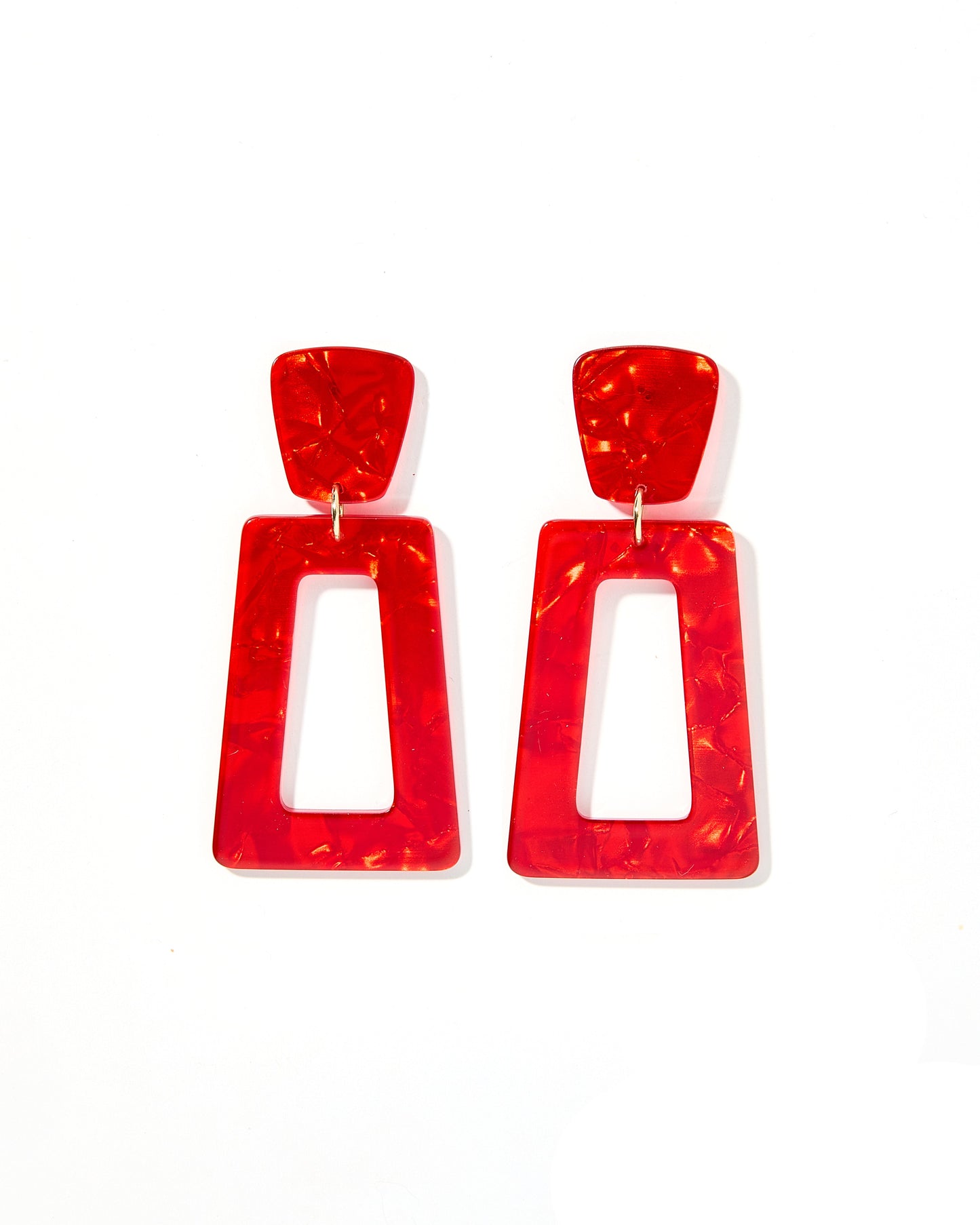 Kennedy Statement Earrings - Pearlized Red