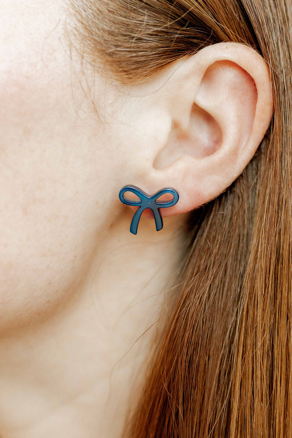 Kylie Bow Earrings - Navy