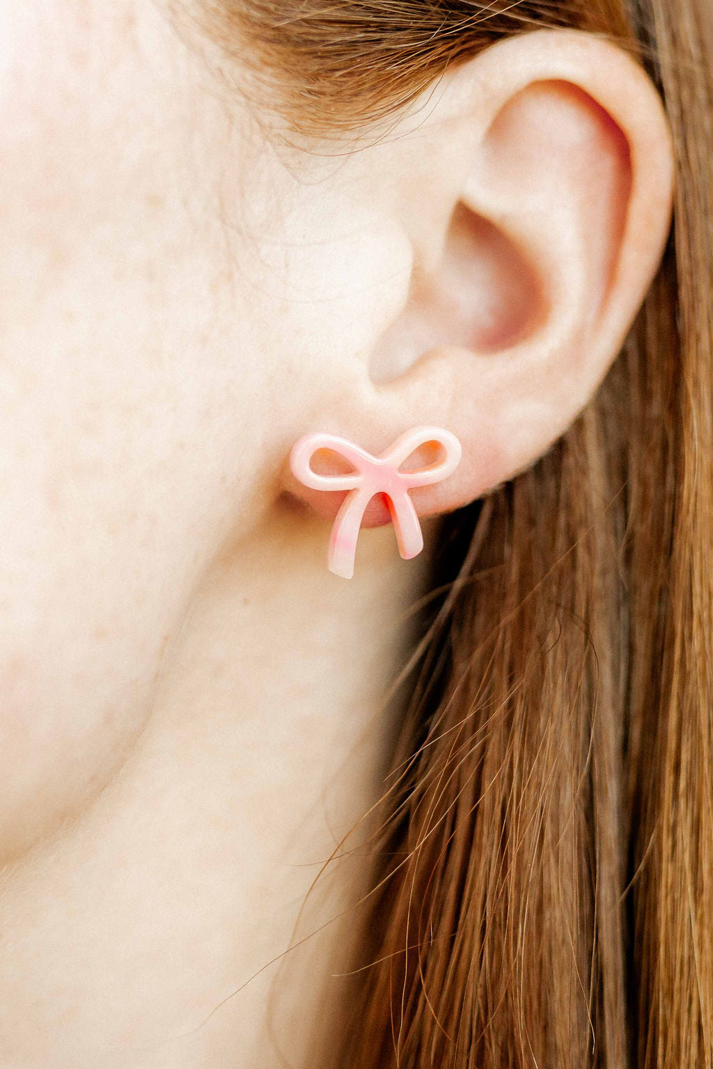 Kylie Bow Earrings - Pink Tie Dye