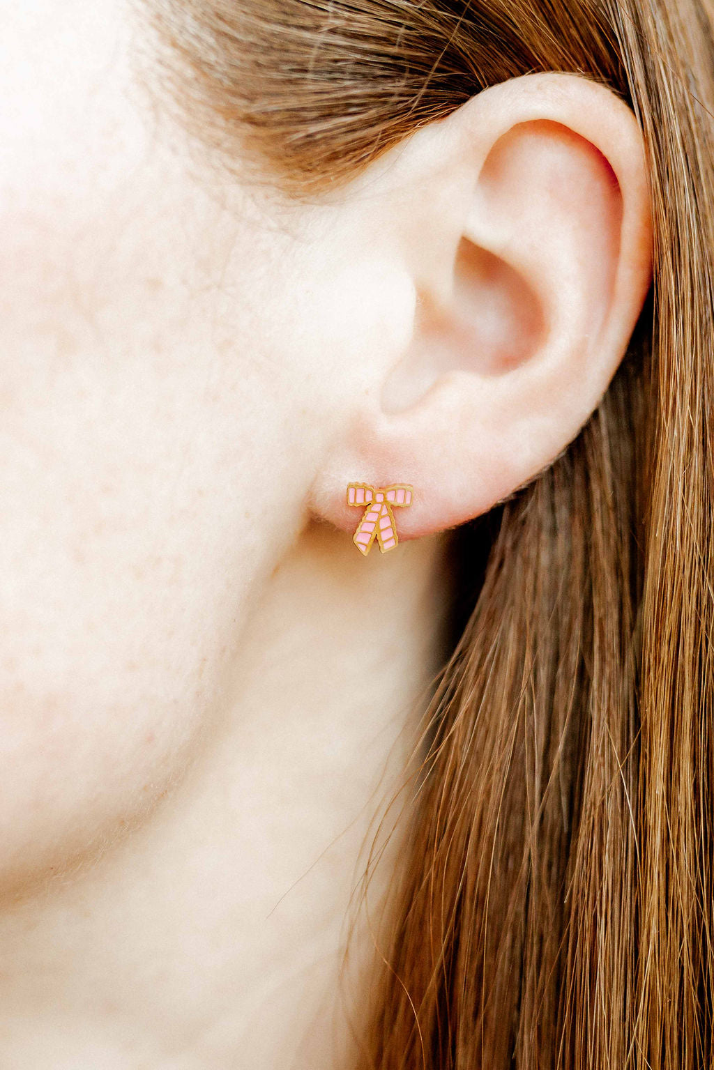 Screwback Stud Earrings - Conley Pink Bow