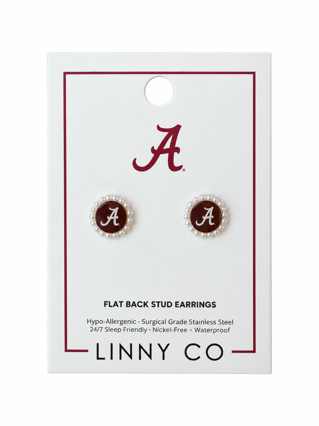 Screwback Stud Earrings - Alabama Crimson Tide Alice Silver - Shop LINNY CO