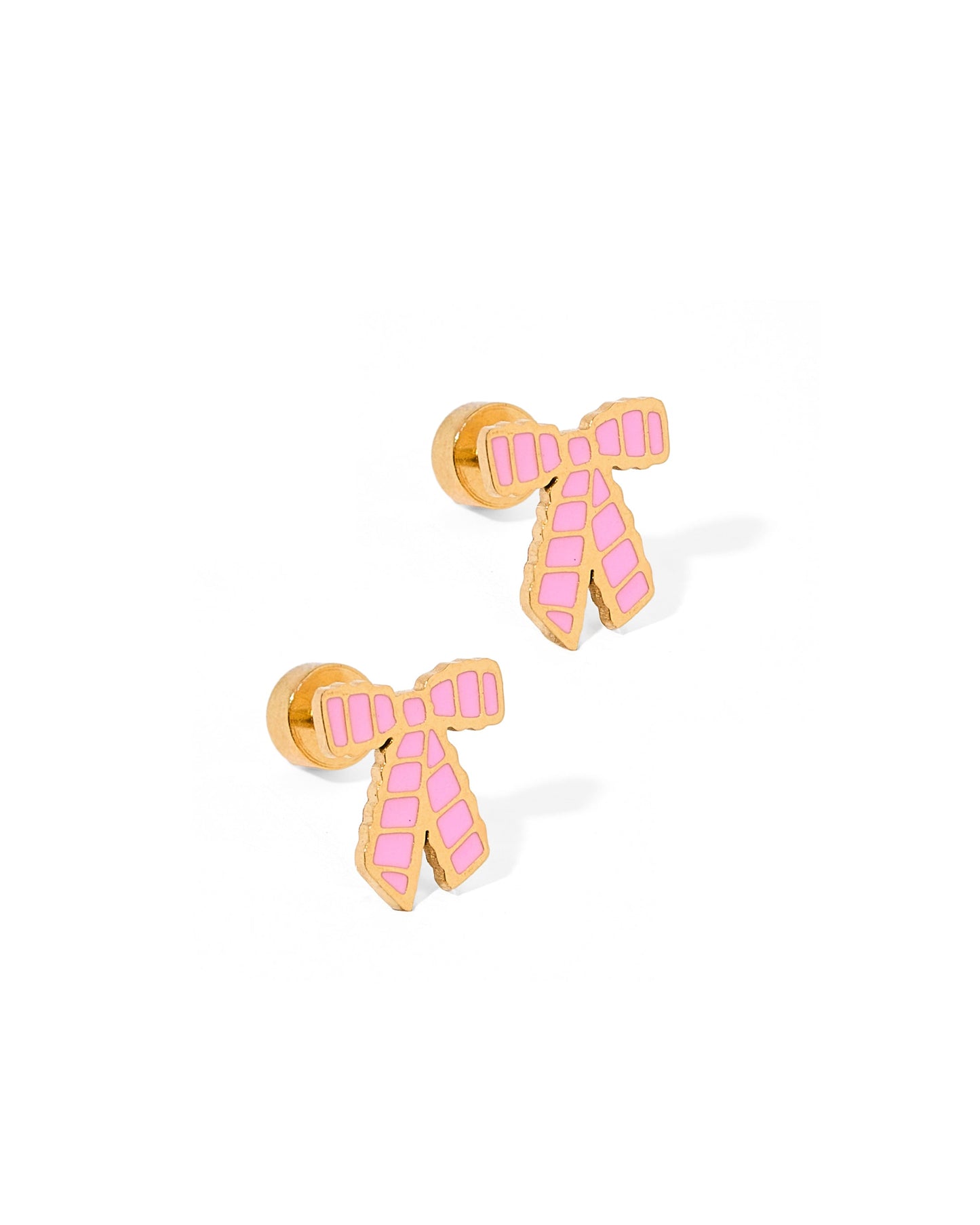 Screwback Stud Earrings - Conley Pink Bow