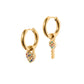 Huggie Charm Earrings - Lock and Key Gold