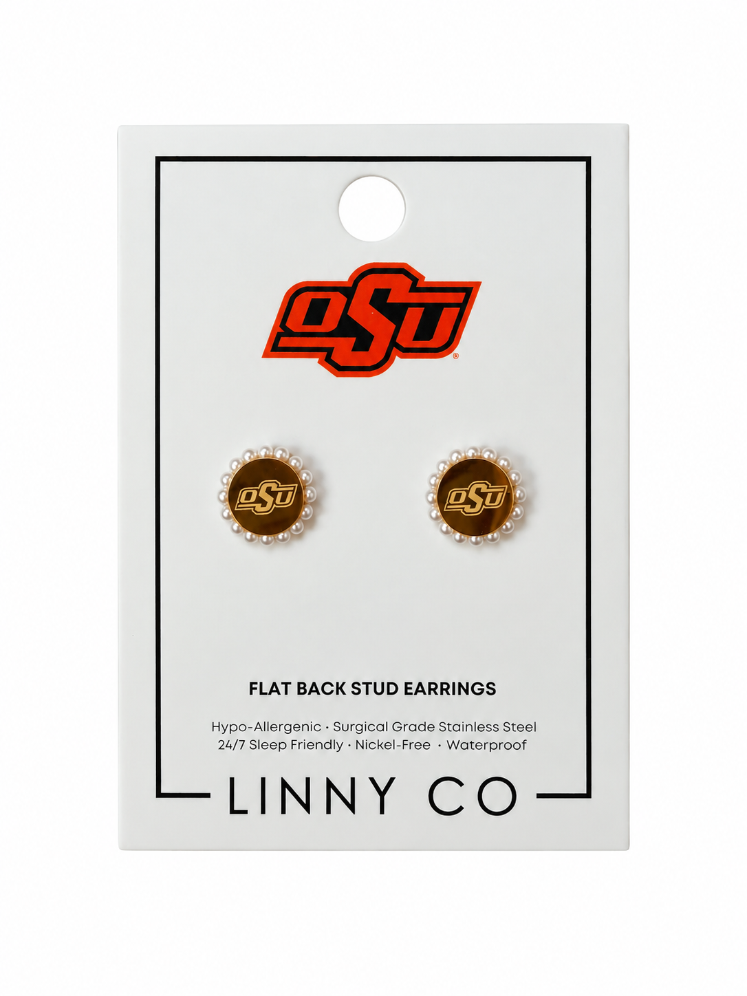 Screwback Stud Earrings - Oklahoma State Alice Gold - Shop LINNY CO