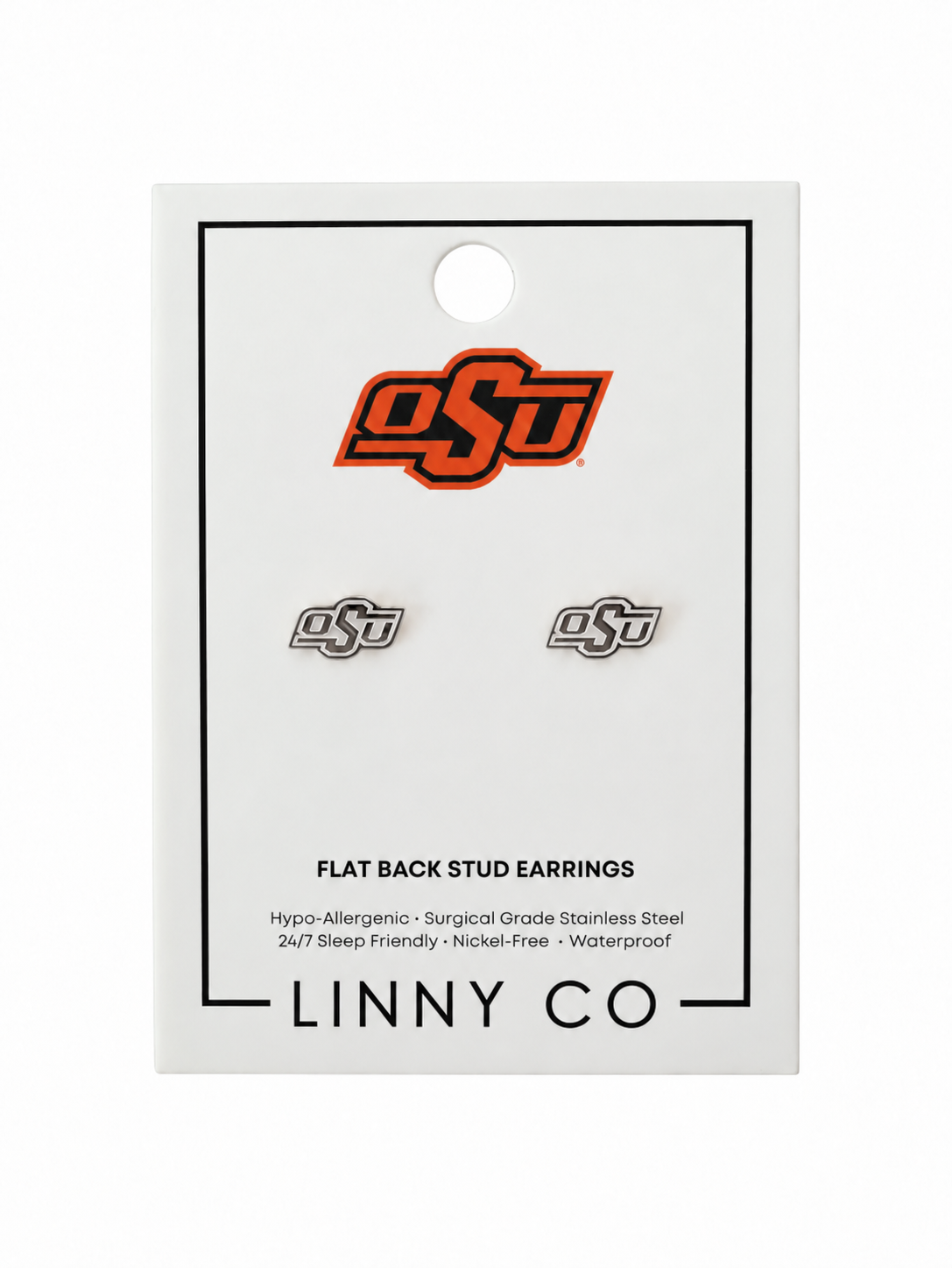 Screwback Stud Earrings - Oklahoma State Logo Silver - Shop LINNY CO