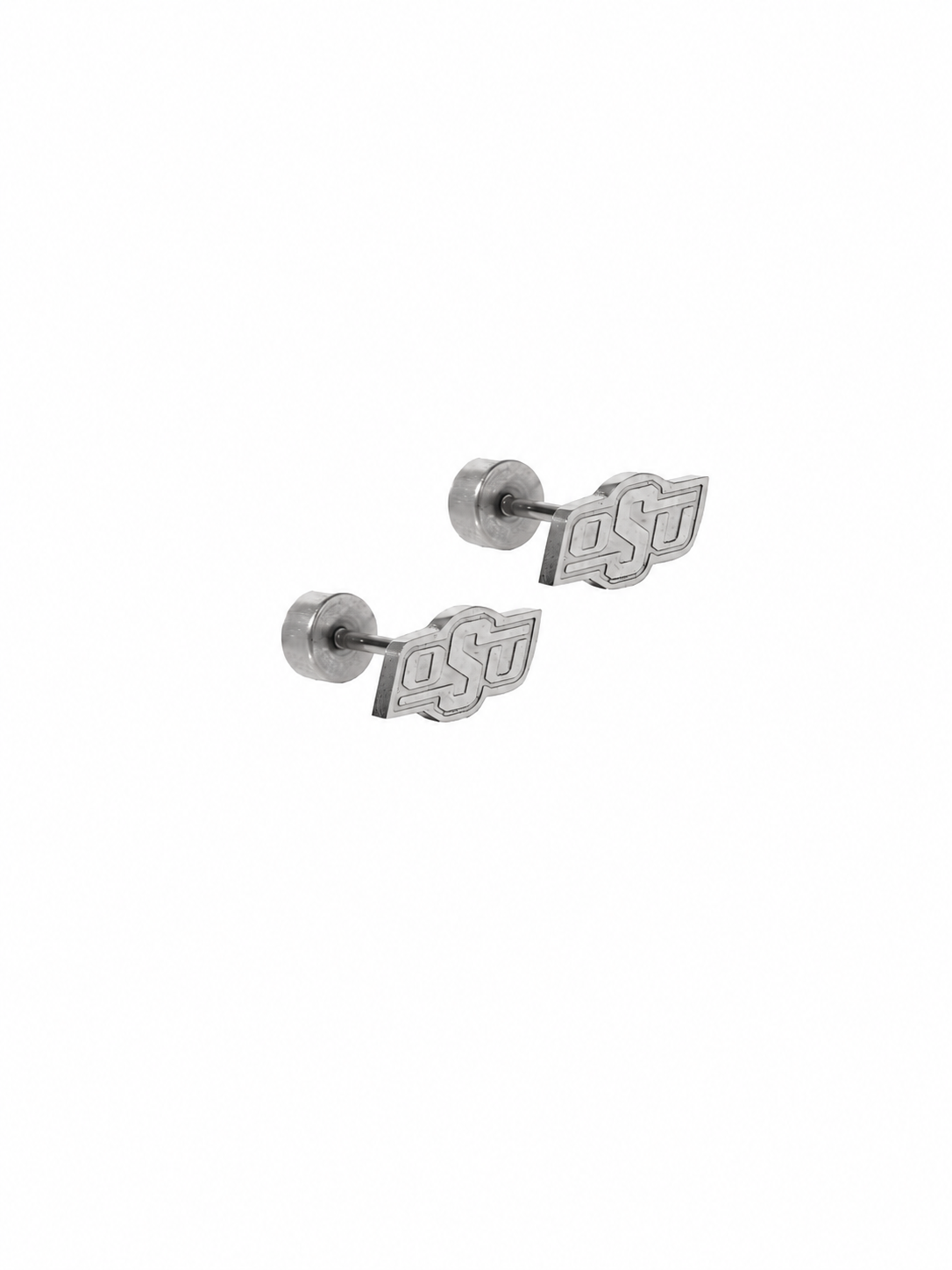 Screwback Stud Earrings - Oklahoma State Logo Silver - Shop LINNY CO