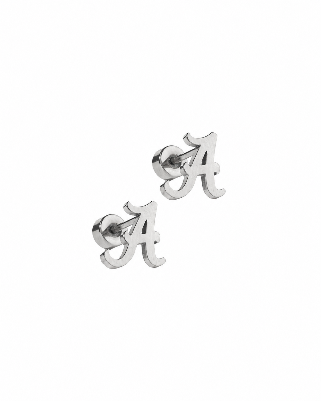 Screwback Stud Earrings - Alabama Crimson Tide Script A Silver - Shop LINNY CO