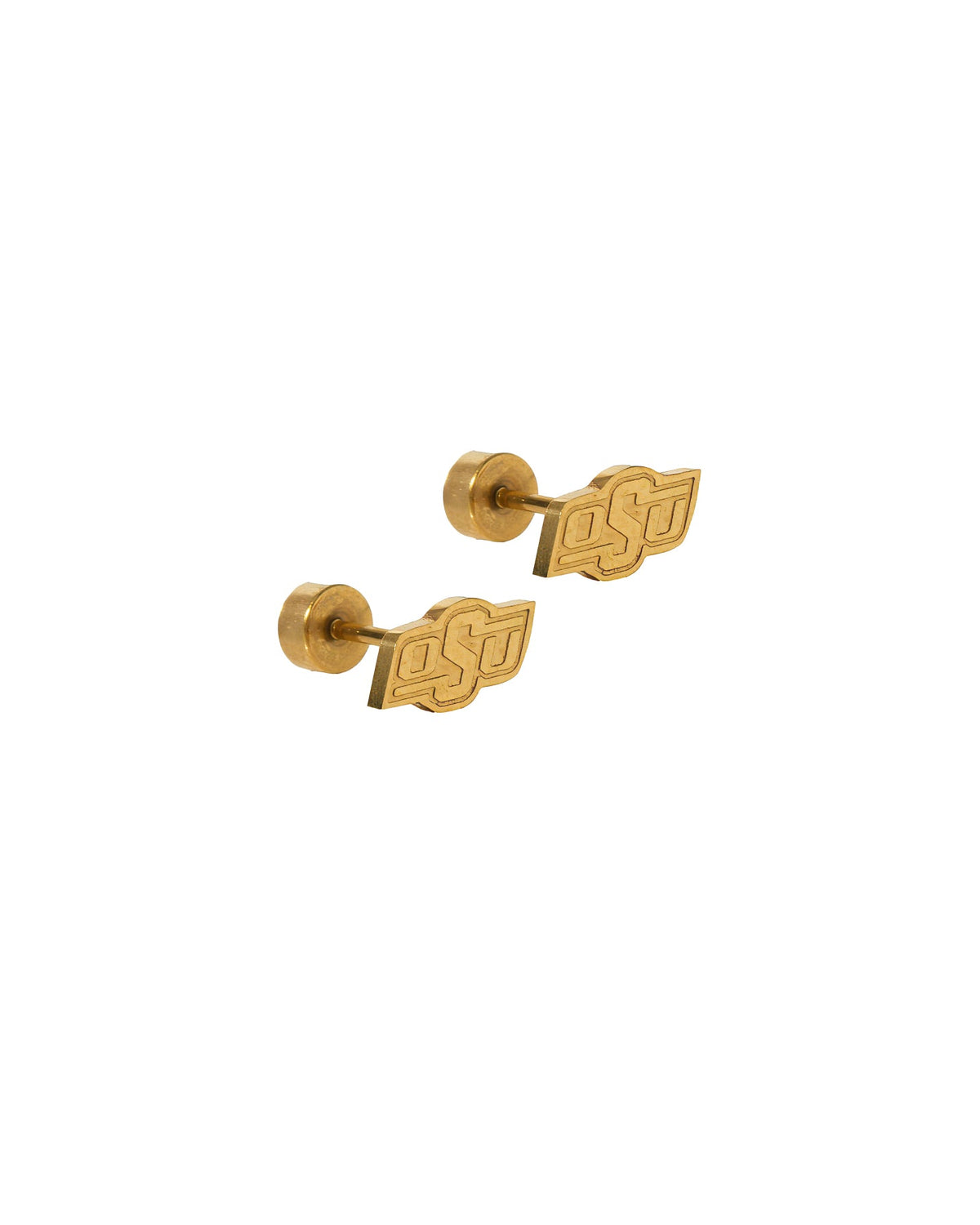 Screwback Stud Earrings - Oklahoma State Logo Gold - Shop LINNY CO