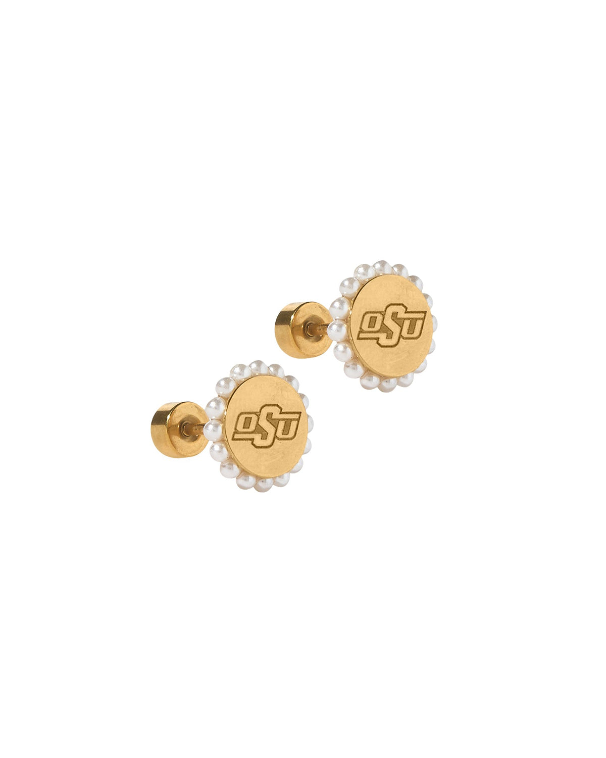 Screwback Stud Earrings - Oklahoma State Alice Gold - Shop LINNY CO