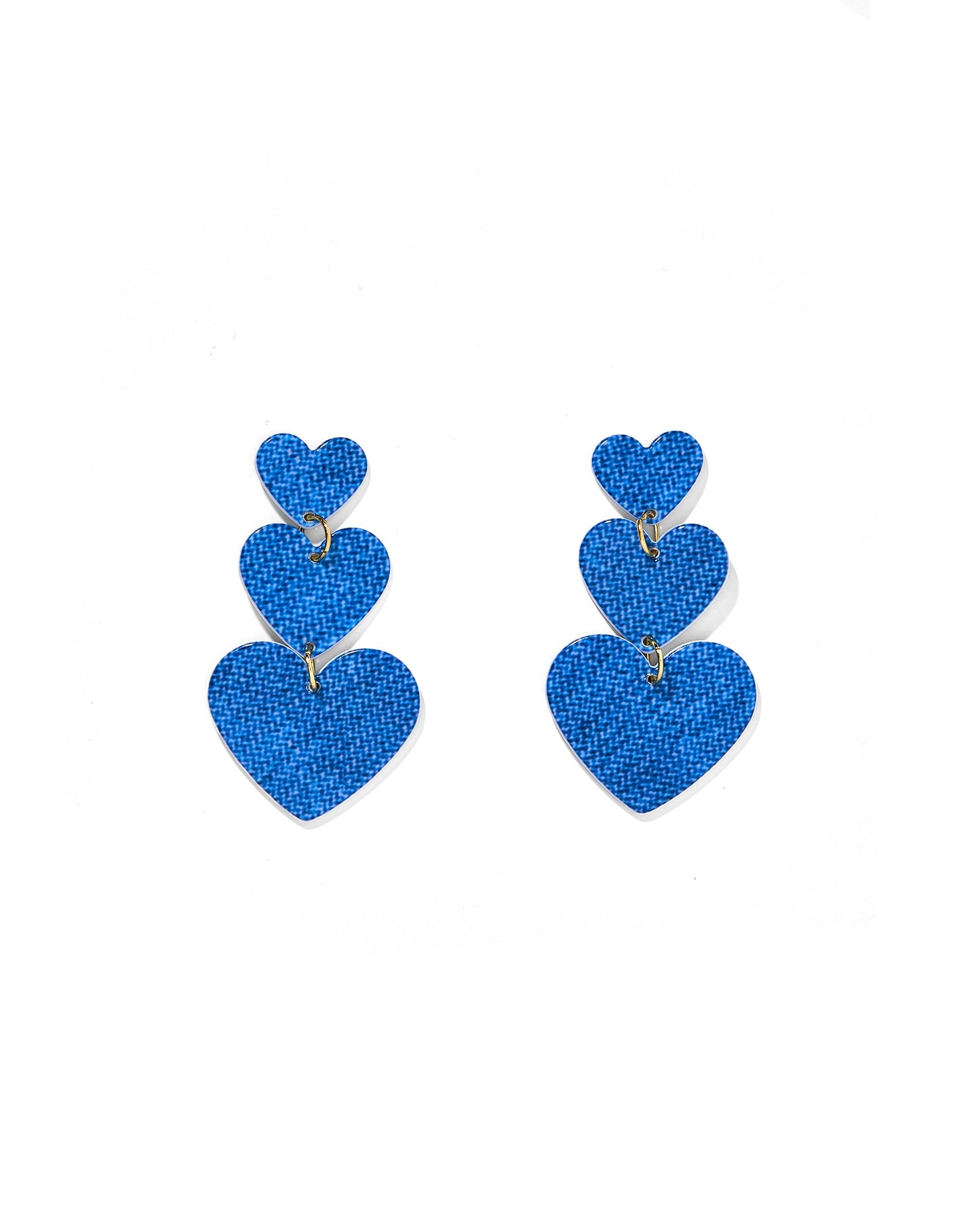 Penny Heart Statement Earrings - Denim
