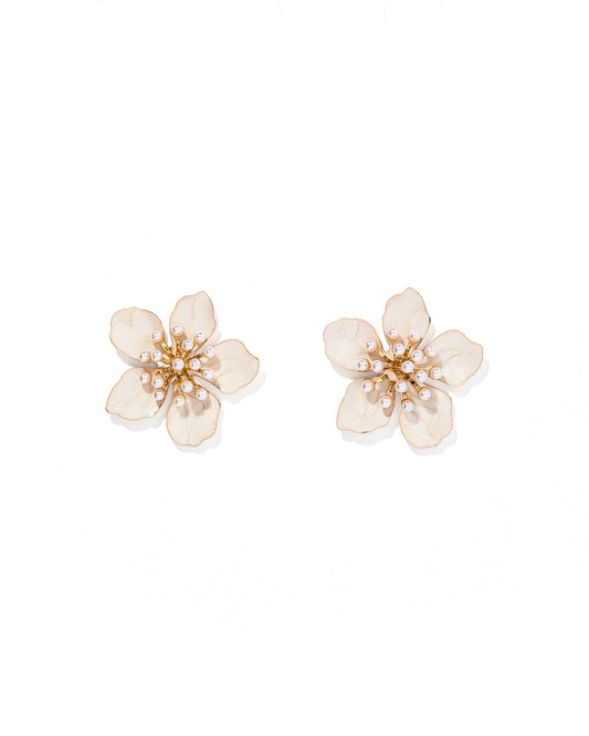 Monroe Statement Earrings - White