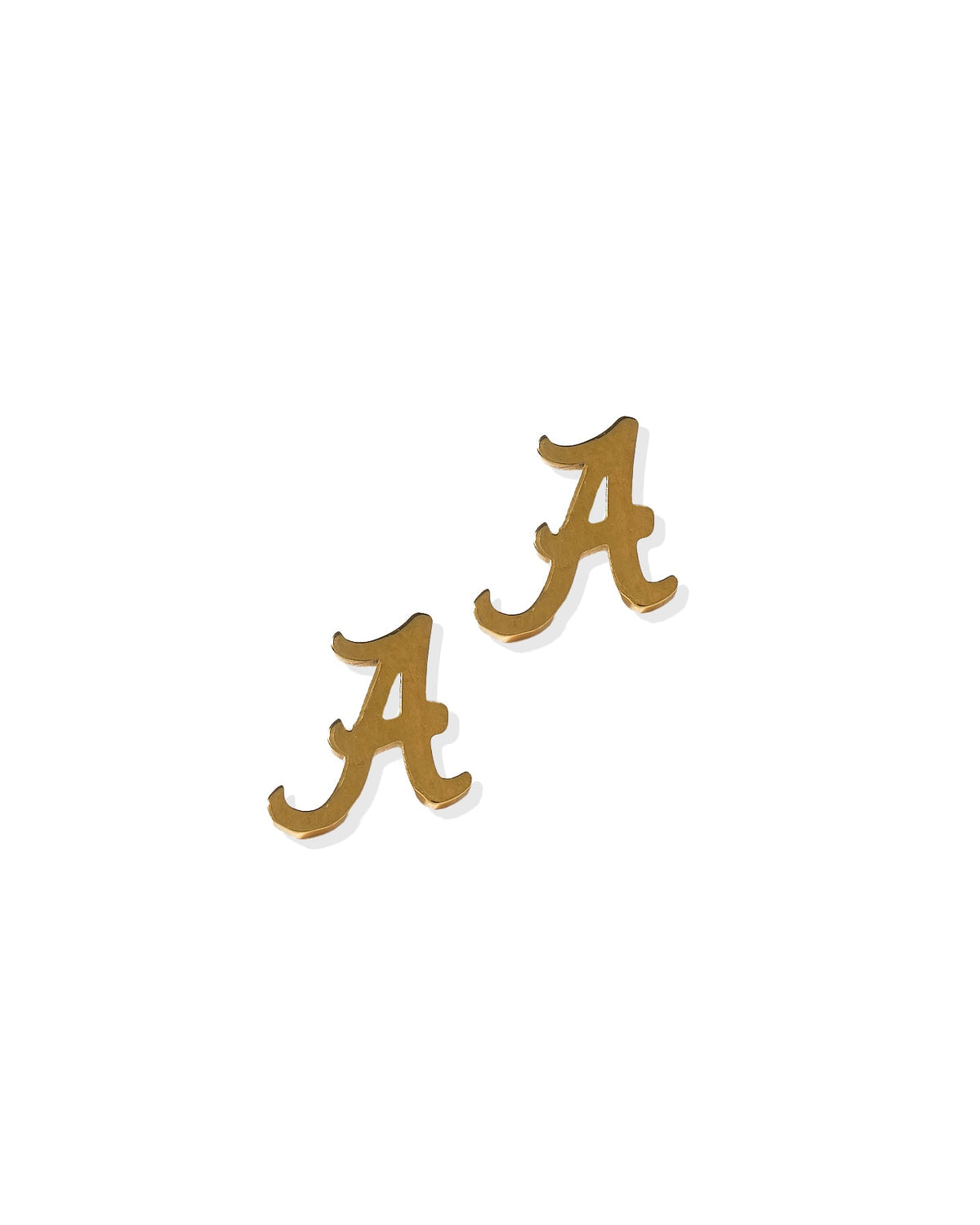 Screwback Stud Earrings - Alabama Crimson Tide Script A Gold - Shop LINNY CO
