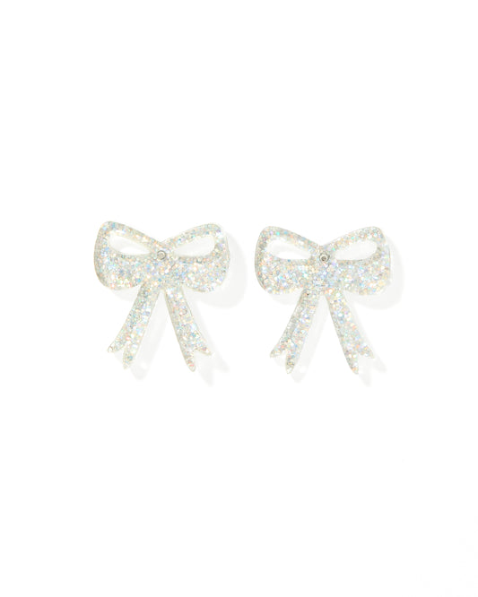 Sophia  Bow Earrings - Iridescent Glitter