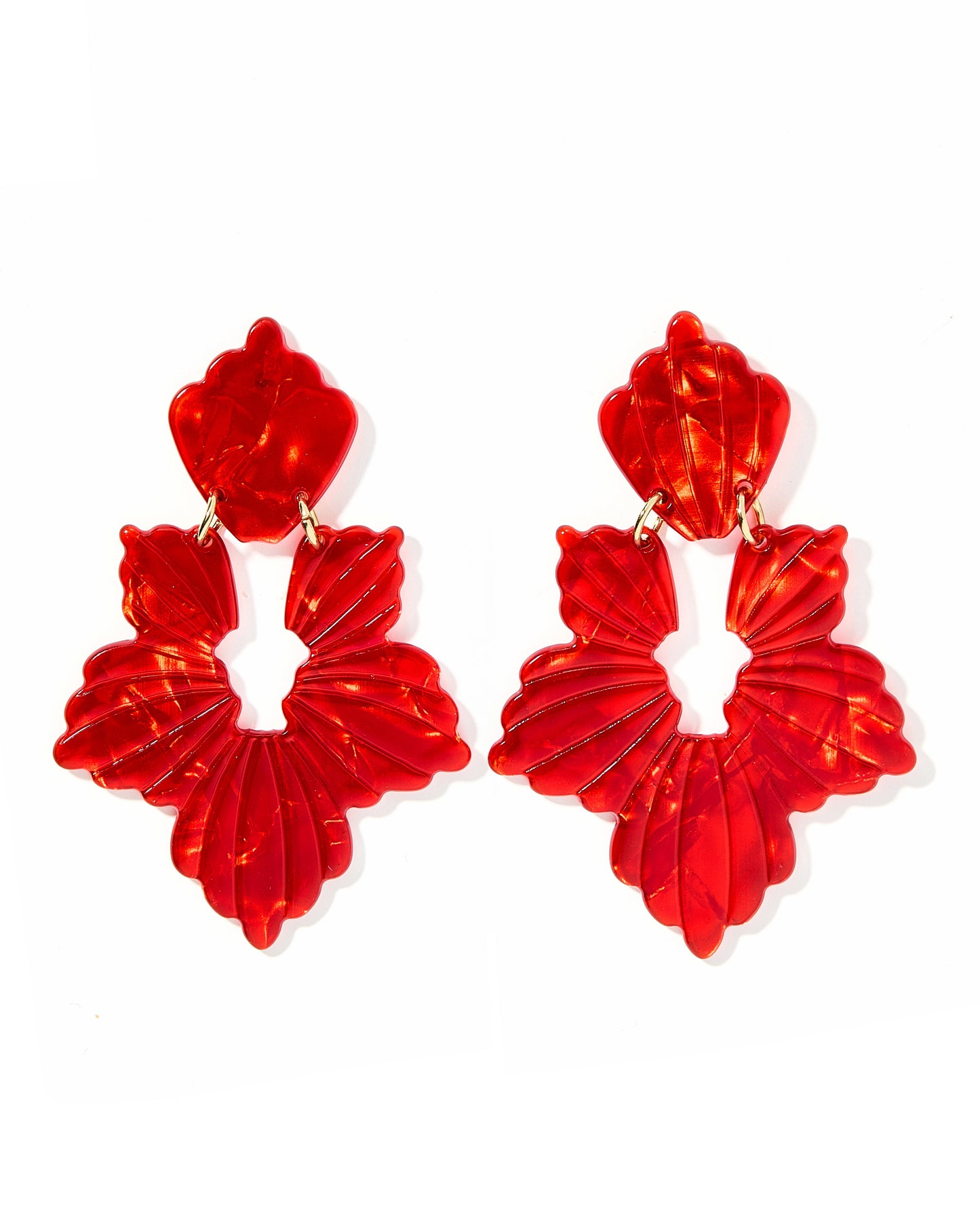 Michelle Statement Earrings - Pearlized Red