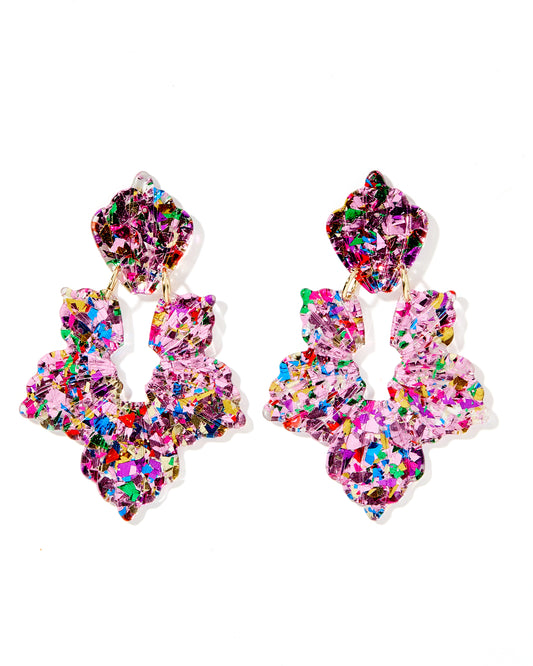 Michelle Statement Earrings - Pink Birthday Confetti