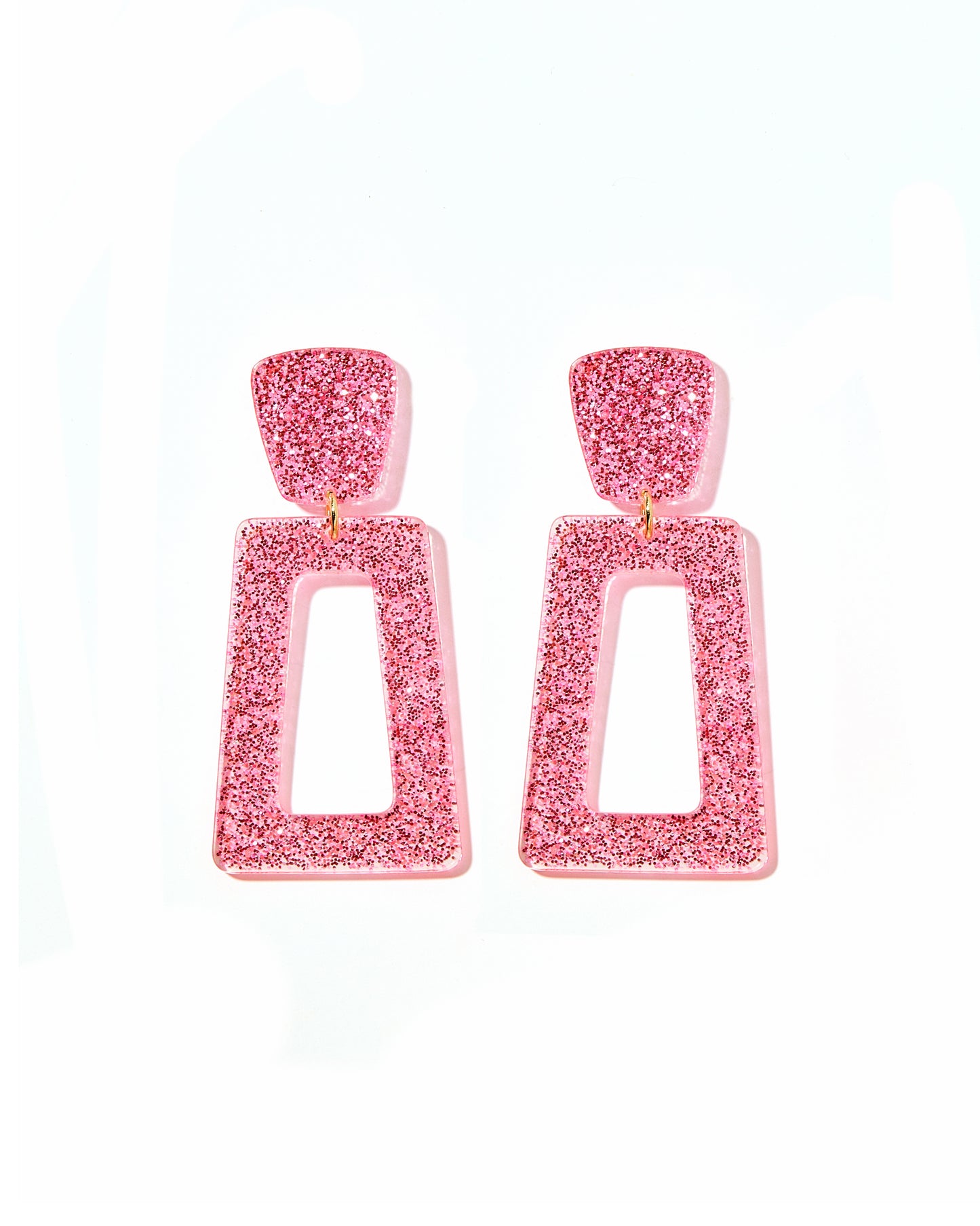 Kennedy Statement Earrings - Pink Glitter